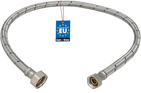 KOTARBAU® Flexschlauch 1/2“ x 3/8“, Wasserschlauch, Panzerschlauch 70 cm | Anschlussschlauch für Armatur, Schlauch Für Wasserhahn, Edelstahlummantelt, Silber