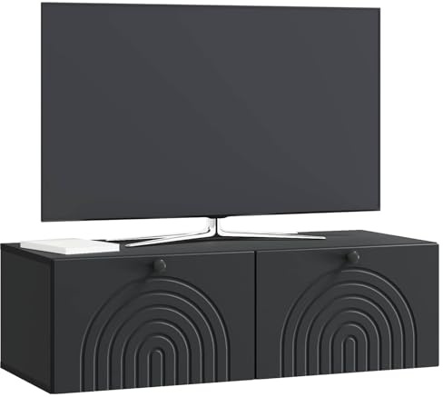 vidaXL Wandmontierter TV-Schrank Schwarz 99 x 41 x 30 cm Holzwerkstoff, Modernes Wohnzimmer Lager, rechteckiges Design, Wandregal, praktische Medieneinheit, viele Entertainment Plätze