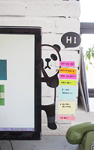 Home-organizer Tech Notes Holder and Reminder Memo Board for Right Computer Monitors Screen Acrylic Message Boards Memo Pads (Panda)