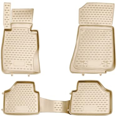 OMAC Gummimatten Fußmatten kompatibel mit BMW X1 E84 2009-2015 TPE Automatten Beige 4X