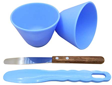 BONEW 2PCS Flexible Rubber Mixing Bowl +2 Spatulas Dental PVC Rubber Mixing Bowl for Alginate and Plaster Materials