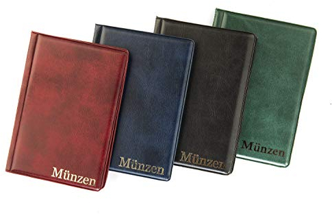 MC.Sammler Münzalbum für Münzen Aufbewahrung - 48 Taschen - Sammelalbum für Sammler - Album für Sammlermünzen bis 43 mm z.b. 10 Euro, Pressed Pennies - Blau