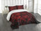 ABAKUHAUS Dunkelrot Tagesdecke Set, Tropfen von Blooming Bouquet, Set mit Kissenbezügen Waschbar, für Einzelbetten 170 x 220 cm, Rot Schwarz