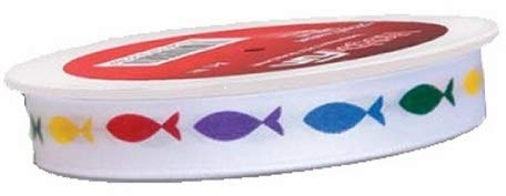 Geschenk-Band Satin mit Fischen Regenbogen-Farben bunt - Verpackung Gastgeschenke Hochzeit Konfirmation Kommunion Firmung Taufe Junge Mädchen - Bastelzubehör Geschenke Deko-Band 1 Rolle = 20m