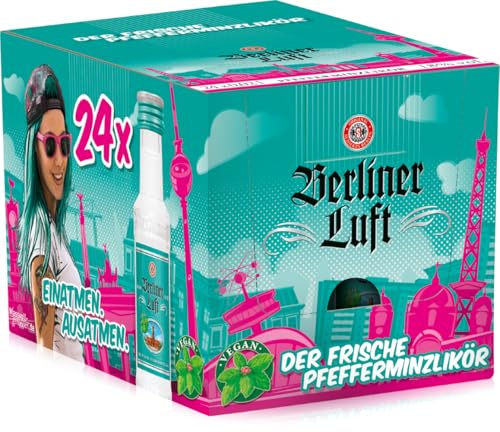 Berliner Luft | Kultiger Pfefferminzlikör | Frisch, klar & aromatisch | Vegan & glutenfrei | Made in Berlin | 18% Vol. | 24 x 0,02L