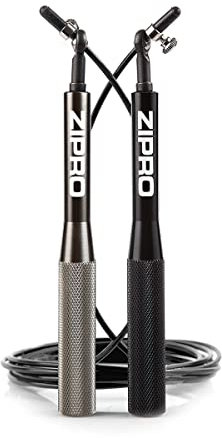 Zipro Springseil Profi mit, Kugellager Unders mit Drahtseil, Aluminiumgriffe, Optimal für Fitness, Crossfit, Boxtraining black + grey 190x117x40
