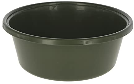 Kerbl Futterschale aus Kunststoff | 6 Liter, Olivgrün, Ø 31,5 × 12,5 cm, schlagzäh und temperaturbeständig, für Pferde und Kälber