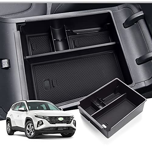 GAFAT H-yundai Tucson NX4 2021 2022 2023 (Automático) Caja de Almacenamiento para Apoyabrazos, Bandeja de Reposabrazos, Consola Central Organizador Coche, Accesorios Interior del Coche(Negro)