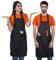 Unisex Verstellbare Latzschürzen für Damen mit Taschen, Kochschürzen für Herren, 100% Baumwollstoff, schwarze Schürze, langlebige Nähte, große Abdeckung und lange Krawatten., Schwarz ,
