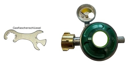 Regler mit Manometer 50 mbar + Gasflaschenschlüssel