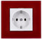 Voxura Concept Art+ Komplett Set 1x Schuko Steckdose Weiß + 1-fach Acrylglas Rahmen 50x50mm Rot