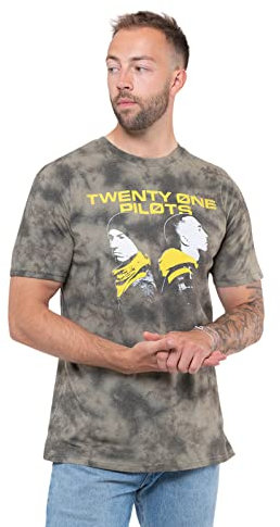 Twenty One Pilots T Shirt Back to Back Band Logo Nue Unisex Dip Dye Grün L