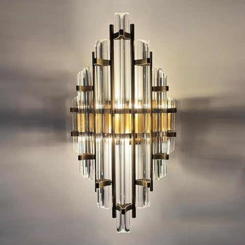 bamyum Champion Wandleuchte Antik Copfer Farbe 25 x 45 cm, Wandleuchte Innen Kristall, Wohnzimmer Wandlampe Glas, Wandleuchte Innen Vintage, Wandlampe, Wandleuchte Glas Schlafzimmer, Wandlampe Groß