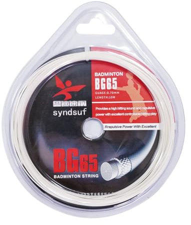 wisoolkic Badminton Übungsschläger Saite 0,7 mm Durchmesser Anti-Elastizität Federball Reparatur Nylonschnur Zubehör Zubehör 10 Meter, Weiß