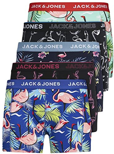 JACK & JONES Herren Unterhosen 5er Set/Pack Sale Männer Marken Boxershorts Weiss schwarz blau grau Shorts Trunks 95% Baumwolle S M L XL XXL (Farb Mix 5 M)