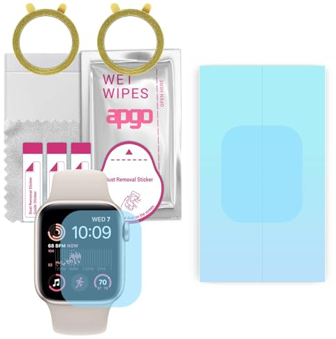 apgo 2 Stück HD HQ FLEX Schutzfolie kompatibel mit Apple Watch SE 2022 (40mm) Smartwatch, Hydrogel Displayschutzfolie mit abgerundeten Rändern, Displayfolie zum gesamten Bildschirm