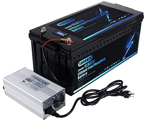 SHUNBIN Lifepo4 100ah 24V Lithium Iron Phosphate Battery with Fast Charger coulombmeter Battery for RV, Trolling Motor, Solar, Golf Cart, Marine and Off Grid Applications