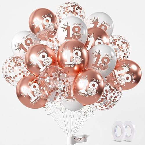 Décoration Anniversaire 18 Ans - Kit 15pcs 12 Rose Or, Ballon Anniversaire Garçon Fille Femme Homme