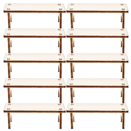 Operitacx 10 Pezzi Giocattoli in Miniatura Piccolo Tavolo Mobile Accessori Giardino Delle Fate Tavolino Casa Delle Bambole Tavolo Tè in Miniatura Piccola Bambola Di Pezza Panca Di Legno