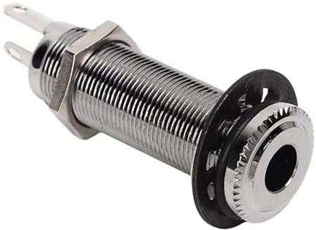 E-Gitarrenbuchse, 1/4 Zoll 6,35mm Messing Mono Gitarre Bass Klinkenbuchse Zylinder Eingang Ausgang Klinke mit 3 Pins Metall Stereo Barrel Ausgang Klinkenstecker für die meisten E-Gitarre Bass