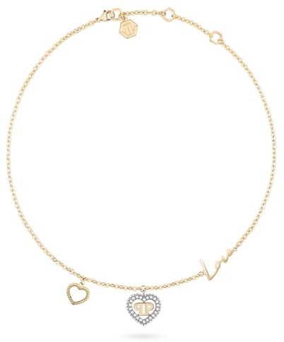 Philipp Plein Damen-Kette Edelstahl, recycelt, Kristall 112 Zirkonia
