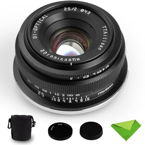 TTArtisan 25mm F2 E-Mount APS-C Obiettivo fisso grandangolare manuale ad ampia apertura per Sony E-Mount fotocamere A6100 A6300 A6400 A6500 A6600 NEX-5 NEX 5N NEX-7 NEX5C A7lll A7Rll A7Rlll A7RlV