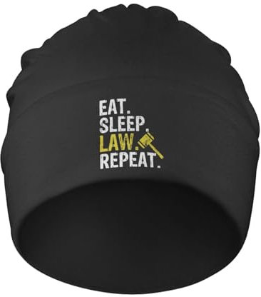501 Damen Herren Strickmütze Eat Sleep Law Repeat School Lawyer Slouchy Beanie Mütze Klassische Chemo Turban Kopftuch Leicht Beanie Mütze Für Adult Angeln Laufen