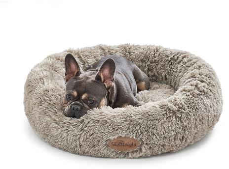 Silentnight Calming Donut Pet Bed - Super Fluffy Comfort Reduce Anxiety - Nest Calm Design - Cushioned Sides for Head Support - Dog Cat Sleep Bed - Machine Washable & Non-Slip Base - Natural, Large