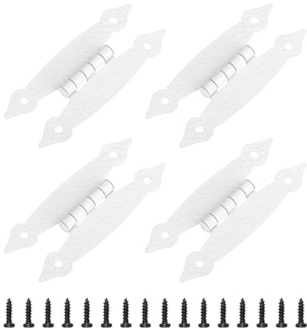 sourcing map 4Pcs H-Hinge Metal Flat Hinge Cabinet Door Flush Mount Butt Hinge with Screws for Door Cabinet Cupboard, 3.5x1.5 Inch White