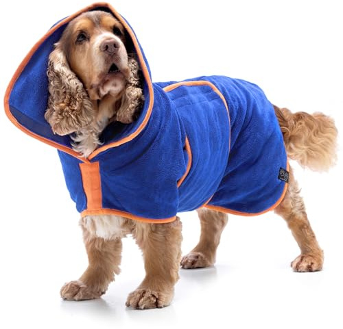 Lucky Paws® UK Dog Drying Coat - Luxurious Double Layer Dog Towel Robe - Dry Your Dogs in Minutes - Ultra Absorbent Drying Robe & Super Soft Dressing Gown (GIANT, Royal Blue)