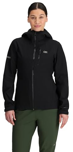 Outdoor Research Women's Aspire 3L Jacket | Waterproof, Windproof, Hooded, Long Sleeve, Standard Fit, Black, X-Large