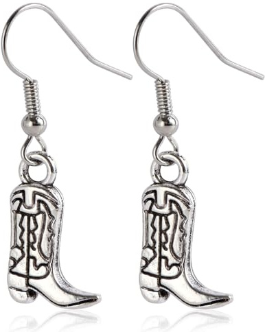 UTXN Cowboy-Ohrringe mit Westernstiefeln, Cowgirl-Ohrringe, Retro-Stil, Clip-on, Metall