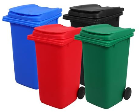 OHPHCALL 4piezas Mini Papelera De Escritorio De Basura Con Tapa Portalápices De Plástico Compacto