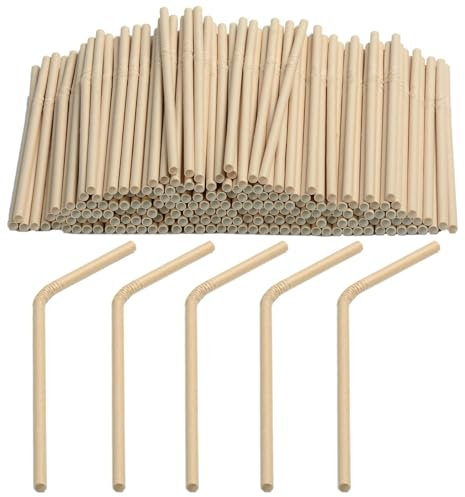 dhaikkkd 200 Straw Paper 100% Biodegradable Straws Nature Drinking Tubes Children Paper Tubes Straws 19.7CM×0.6CM