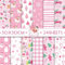 Scrapbook Papier 30x30 Rosa Doppelseitiges Scrapbooking Papier, 12 Muster 24 Blatt Decoupage Papiere Dekorpapier, Scrapbook Bastelpapier mit Weihnachtsbaum Schneeflocken Weihnachtsmann Muster
