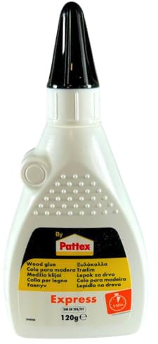 Pattex Express Holzleim 120g, 5min Trocknungsdauer Wasserfest Kleber Weißleim