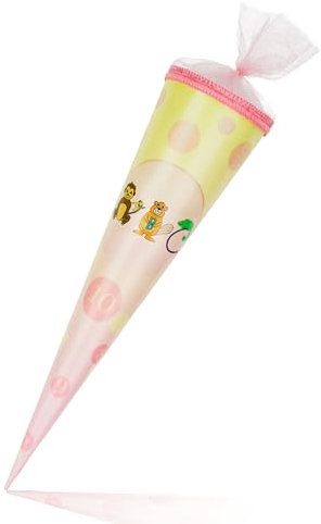 Deine Schulhelden Schultüte - Zuckertüte Einschulung Stabile Geschenkverpackung in Rosa für Mädchen - Länge 35cm, Durchmesser 10cm - Geschwistertüte Made in Germany
