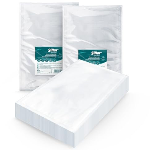 Sillar vakuumbeutel lebensmittel Vakuumierbeutel 100 Beutel 20x30cm für zur Mehrheit Vakuumierer & Lebensmittel Vakuumiergerät, Kochfest und Sous Vide Gefrierbeutel, -20-100℃, BPA-frei