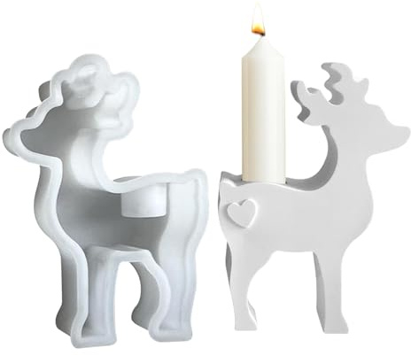 Silikonformen Gießformen Weihnachten, Silikonform Weihnachten Elch, Silikonform Kerzenhalter, Gießformen Silikon Elch, 3D Hirsch Gießform Kerzenhalter Kerzenformen Zum Gießen für DIY Weihnachtsdeko