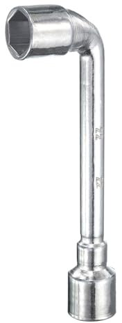 sourcing map L Shaped Angled Hex Socket Wrench 22mm 45# Steel Double Ended Metric 6 Point Tubular Socket Spanner for General Repairing, Pipeline, Bicycle Car Maintenance