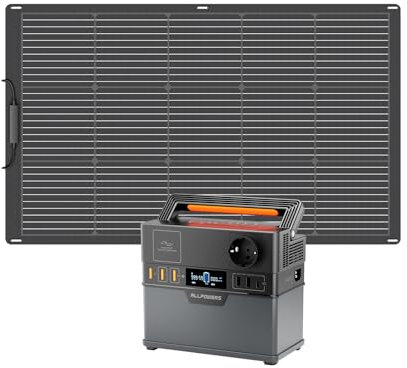 ALLPOWERS Estación de Energía Portátil S300, 288Wh Generador Solar, Salida CA 230V/300W (Pico 600W), Carga Rápida 1.5H,Batería Externa para Camping, Emergencias y Uso Doméstico (S300 PLUS+SF100(100W))