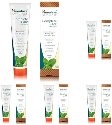 Himalaya Botanique Simply Mint Complete Care Toothpaste Refreshing Mint Flavour | Strong Teeth | Healthy Gums | Fresh Breath - 150g (Packung mit 5)