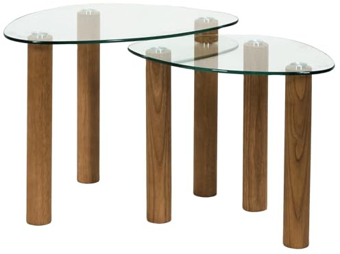 HOME DECO FACTORY Bücherregal Standregal 4 Ebenen Metall Schwarz | Beistelltisch Clara aus gehärtetem Glas, elegantes und praktisches Design, platzsparend, Wohnzimmer, 60 x 43 x 45 cm, braun