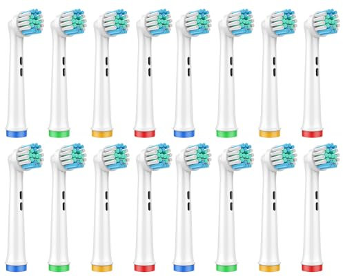 OddeKey Recambios Cepillos Compatible con Braun Oral B Vitality Pro, Pro 3, Cabezales para Cepillo Electrico Oral B, Repuestos Cuidados Suaves, Pack de 16 Cabezales, Blanco