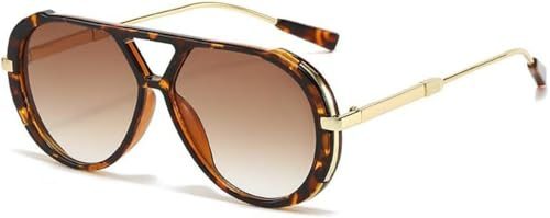 Yancremio Modische Damen Sonnenbrille Mit Rundem Rahmen Leicht Punk Gothic Lässig Für Outdoor Party Urlaub Camping Reiten Autofahren