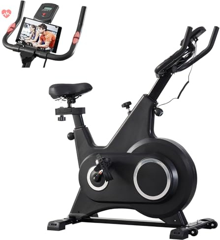BSTSEL Magnetic Resistance Exercise Bike with LCD Display: Quiet Indoor Cycling Bike with Adjustable Resistance, Comfort-Contoured Seat & Heavy-Duty Flywheel for Home Cardio Training (Black)