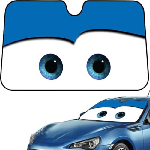 Visera de Coche de Dibujos Animados, Parasol con Ojos para Parabrisas Delantero, Mantiene El Vehículo Fresco(D)