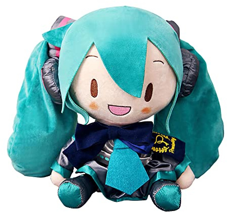 Xinchangda Plüschkissen Miku - Weiches Plüschtier Miku von 33 cm - Sitzender Charakter - Weiches Anime-Kissen - Hausdekoration - Sofakissen - Bettdekoration - Geschenk