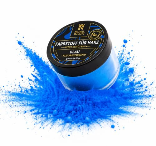 Royal Resin Farbe Fluoreszierender für Epoxidharz 10g Blau UV-Effekt | Hochkonzentriertes Epoxidharz Farbe, Intensiver UV-Effekt Resin Farben Für Gießanwendungen, Laminatschichten und River Table