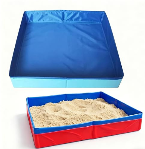 2 Pcs Folding Portable Sandbox 20 Inch Square Sand Box Childre Outdoor Beach Garden Sand Plate